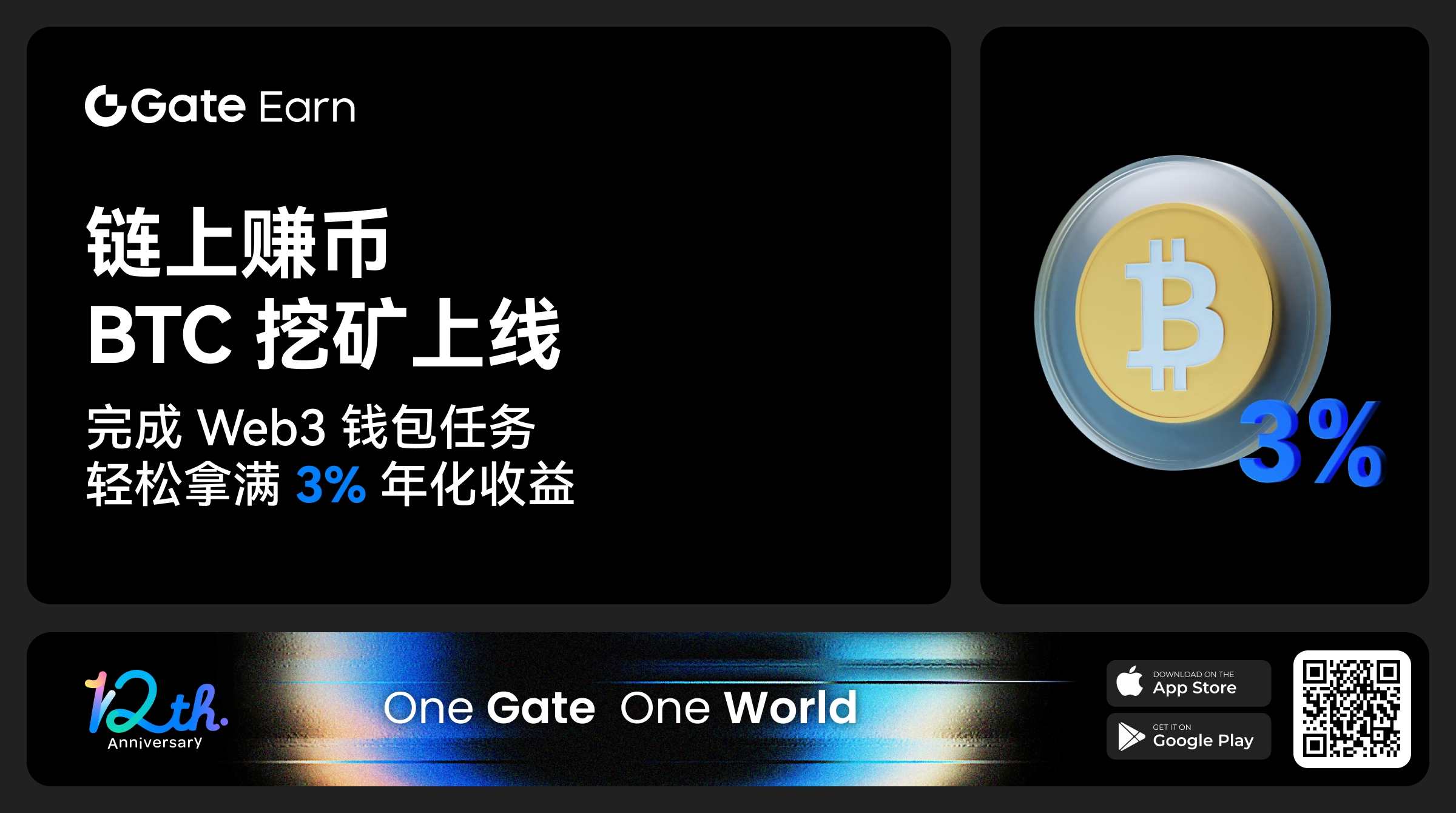 Gate.io链上赚币：BTC挖矿新品上线，Web3钱包任务助力收益升级