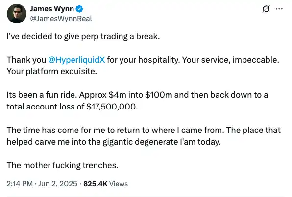 是“赌徒”还是营销工具？James Wynn的疯狂交易为何被疑为Hyperliquid代言