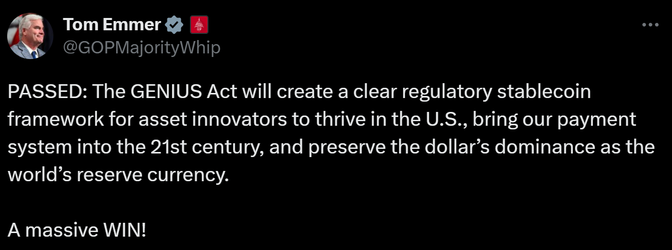 GENIUS法案落地,我们该如何审慎对待稳定币叙事?