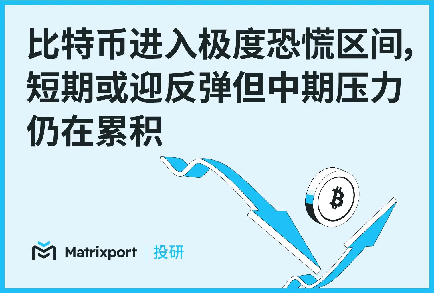 Matrixport 投研：比特币进入极度恐慌区间，短期或迎反弹但中期压力仍在累积
