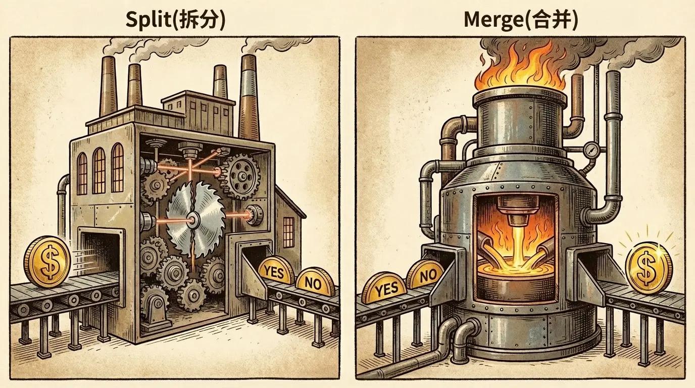 Polymarket 的筹码是从哪来的？一文看懂“拆分”与“合并”